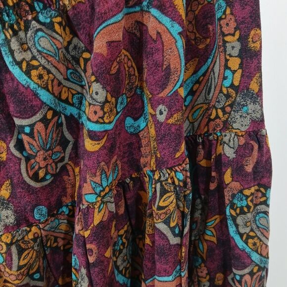 Venezia Paisley Purple Blue Midi Pull On Skirt - Picture 5 of 8